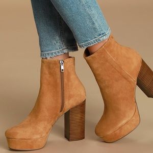 Steve Madden suede leather platform cognac boots